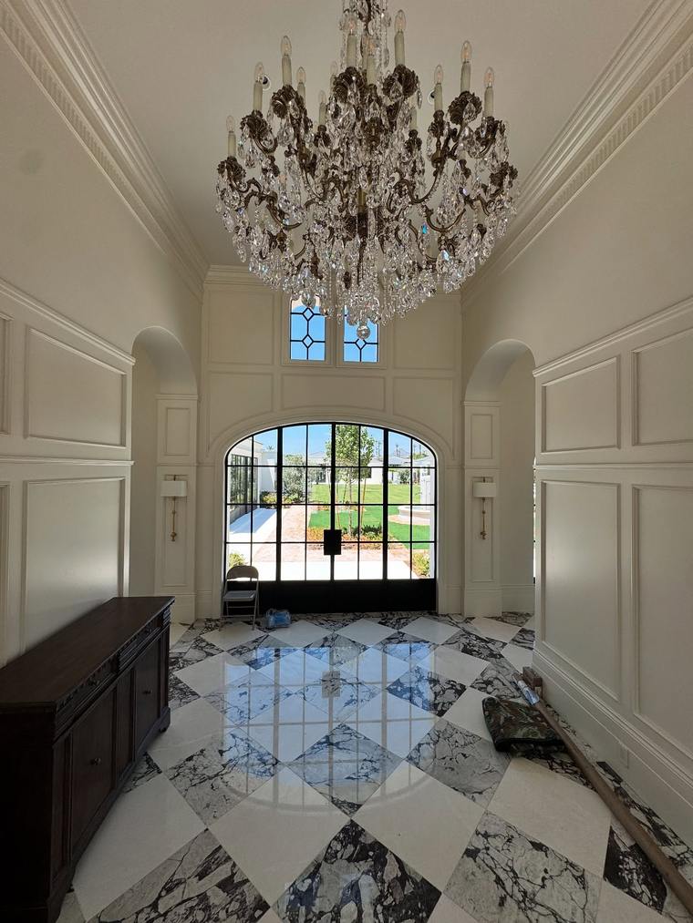 Tall custom entry and glazed wall